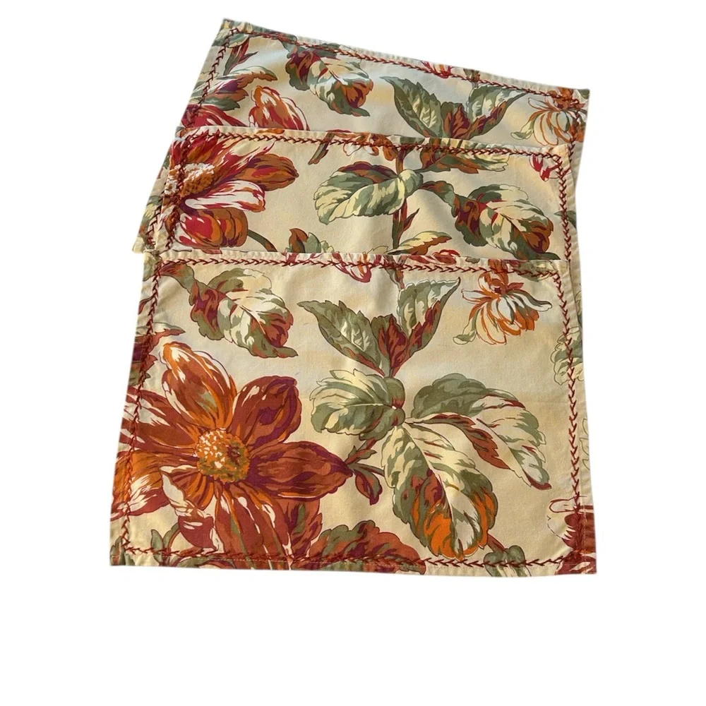April Cornell Set Of Four French Country Fall Floral Fabric Placemats